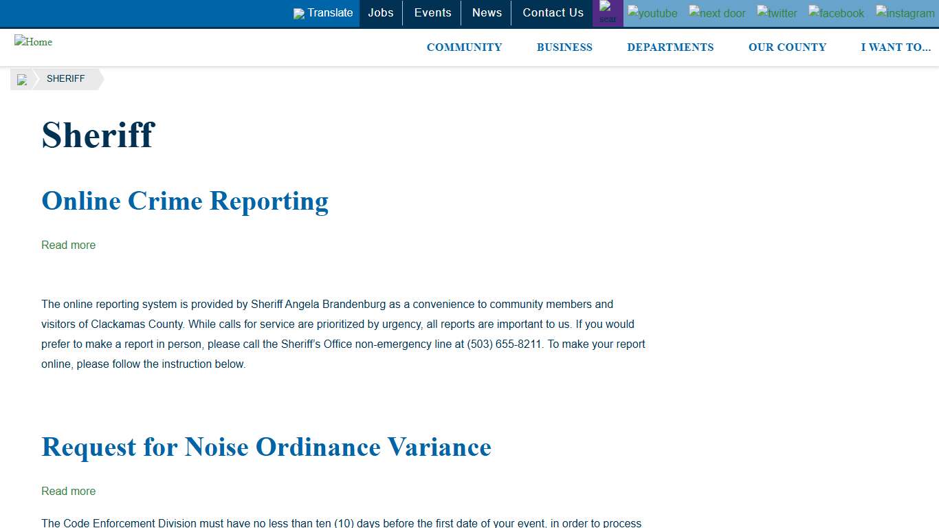 Sheriff Clackamas County